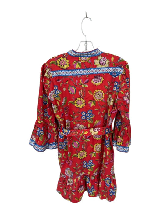Elizabeth James the Label Size M Red & Multi Cotton Button Down Belt Dress Red & Multi / M