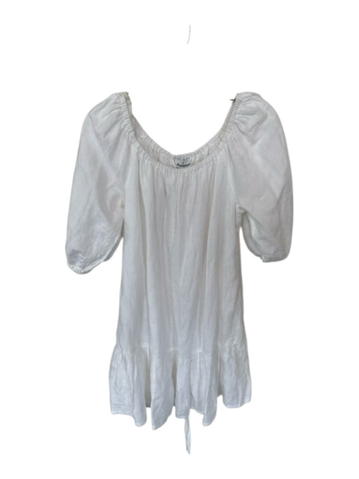 Tommy Bahama Size M White Linen & Viscose Mini Off the Shoulder Belt Dress White / M