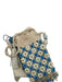 Tory Burch Blue & Cream Beaded Crochet Checkered Detail Tassle Detail Strap Bag Blue & Cream / Small