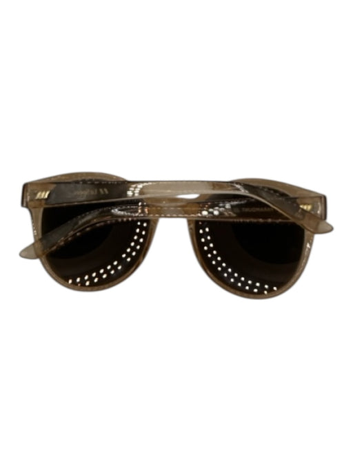 Le Specs Tan round Mirror Lens Brass Detail Sunglasses Tan