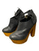 Messeca Shoe Size Est 8.5 Black & Amber Leather Wood Platform Back Zip Shoes Black & Amber / Est 8.5