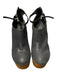 Messeca Shoe Size Est 8.5 Black & Amber Leather Wood Platform Back Zip Shoes Black & Amber / Est 8.5