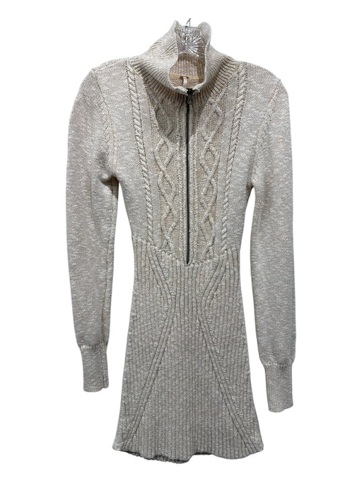 Free People Size Small Light Orange Cotton Blend Long Sleeve Zip Front Sweater Light Orange / Small