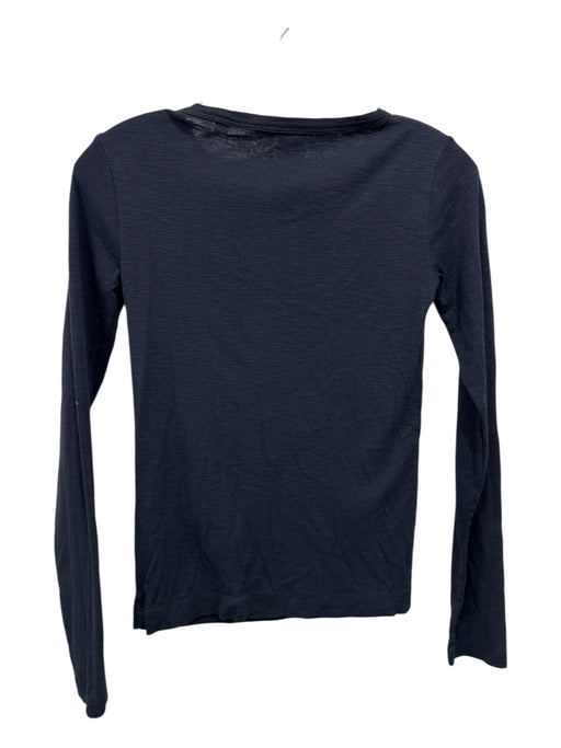 Vince Size Small Navy Blue Cotton Blend Long Sleeve Heathered Half Button Top Navy Blue / Small