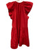 A.L.C. Size 00 Red Cotton Ruffle Cap Sleeve Split V neckline Tiered Skirt Dress Red / 00