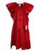 A.L.C. Size 00 Red Cotton Ruffle Cap Sleeve Split V neckline Tiered Skirt Dress Red / 00