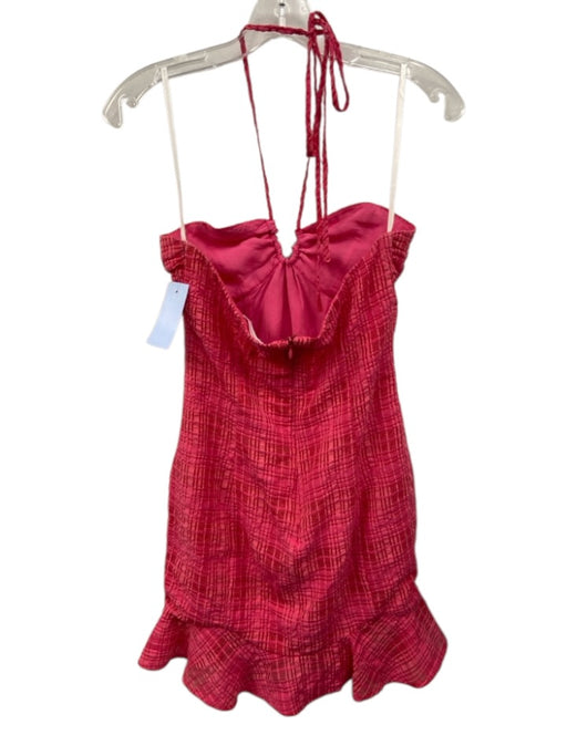 Lovers and Friends Size XS Pink Rayon Blend Plaid Halter Neck Dress Pink / XS