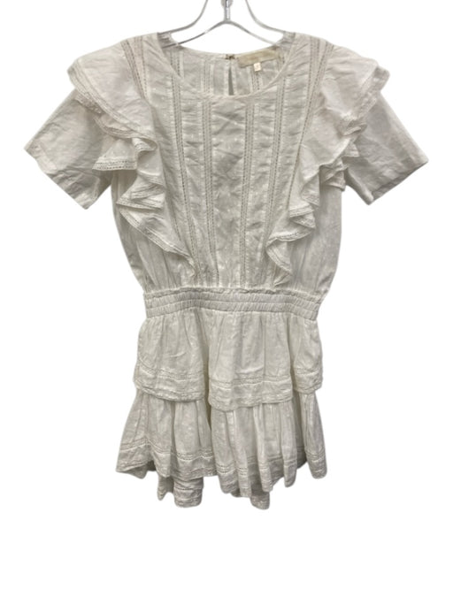 Loveshackfancy Size S White Cotton inset lace Ruffled Sleeve Elastic Waist Dress White / S