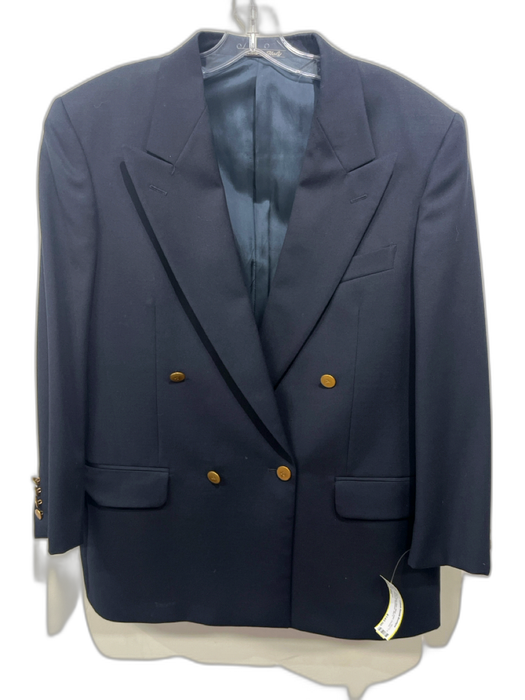 Valentino AS IS Navy Blue Wool Solid Double Breasted Men's Blazer Navy Blue / 38s