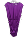 Veronica Beard Size 6 Purple Polyester Sleeveless Shoulder Pads Gathered Dress Purple / 6