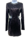Staud Size S Black Nylon Sequin Cut Outs Leather Trim Knee length Dress Black / S