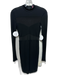 Staud Size S Black Viscose Long Sleeve Sheer Detail Midi Dress Black / S