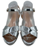 Rupert Sanderson Shoe Size 39.5 Silver Patent Peep Toe Pump Ankle Strap Sandals Silver / 39.5
