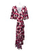 Tanya Taylor Size 16 Magenta & White Polyester Tie Detail Surplice Dress Magenta & White / 16