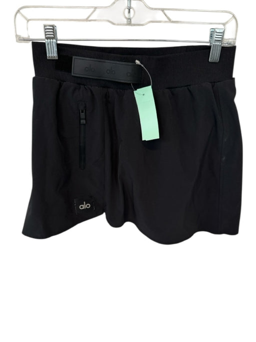 Alo Size Est S Black Elastic Waist Velcro Fleece Lined Athletic Skort Black / Est S