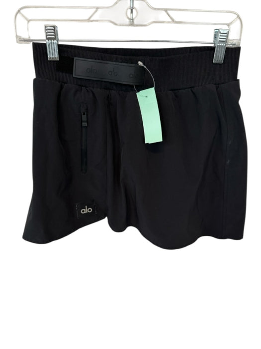 Alo Size Est S Black Elastic Waist Velcro Fleece Lined Athletic Skort Black / Est S