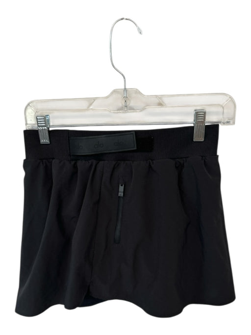 Alo Size Est S Black Elastic Waist Velcro Fleece Lined Athletic Skort Black / Est S