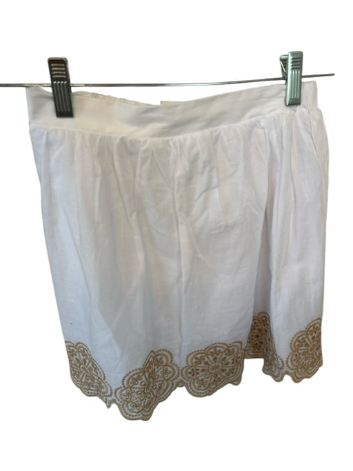 Happily Grey Size XS white & tan Cotton Short Sleeve Eyelet Skirt Set white & tan / XS