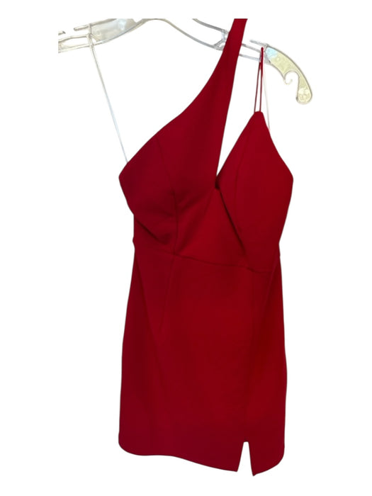 Hello Molly Size XS Red Polyester Spaghetti Strap One Shoulder Back Zip Dress Red / XS