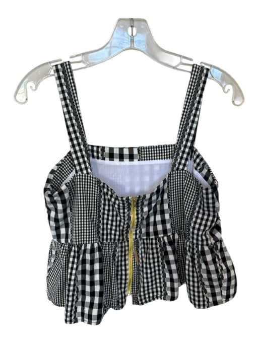Crosby Size S Black & White Cotton Sleeveless Checkered Patchwork Top Black & White / S