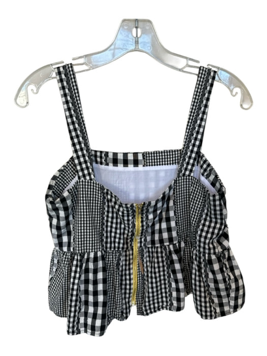 Crosby Size S Black & White Cotton Sleeveless Checkered Patchwork Top Black & White / S