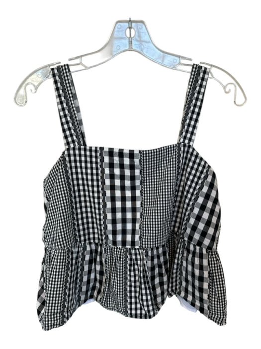 Crosby Size S Black & White Cotton Sleeveless Checkered Patchwork Top Black & White / S