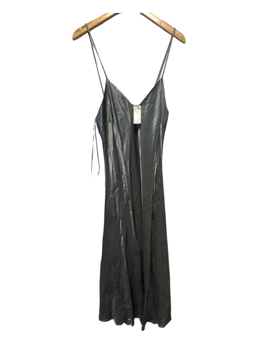 Zara Size L Silver Viscose Spaghetti Strap Silky Look Gown Silver / L