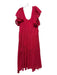 Zara Size L Magenta Cotton Flutter Cap sleeve Eyelet Belted Maxi Dress Magenta / L