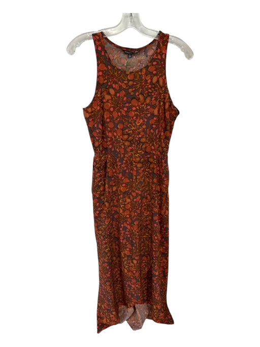 Toad&Co Size S Orange & Gray Recycled Polyester Blend Sleeveless Flowers Dress Orange & Gray / S