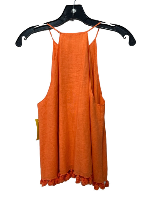Tory Burch Size 4 Orange Cotton Line Sleeveless Thin Strap Tassle Hem Top Orange / 4