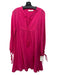 Natalie Martin Size Small Fuschia Cotton Long Sleeve Tie Neck Knee Length Dress Fuschia / Small