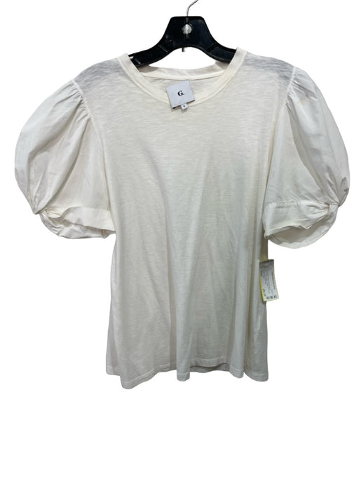 Goop G. Label Size Small White Cotton Short Balloon Sleeve Round Neck Top White / Small