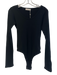 Suzie Kondi Size L Black Cotton Ribbed Long Sleeve Body suit Top Black / L