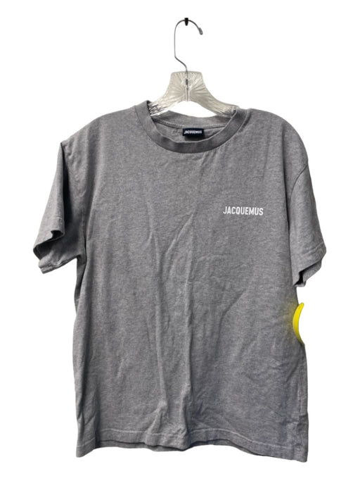 Jacquemus Size M Gray Cotton Round Neck Short Sleeve T Shirt Logo Top Gray / M