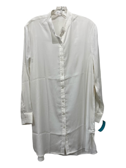 Summersalt Size S White Polyester Button Down Long Sleeve Shirt Dress Dress White / S