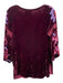 Johnny Was Los Angeles Size XS Maroon & Multi Rayon Blend Velvet V Neck Top Maroon & Multi / XS