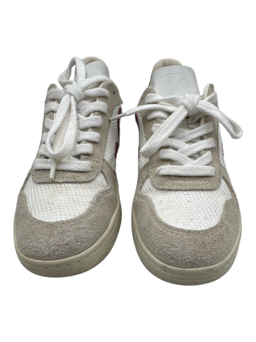 Veja Shoe Size 5 White, Beige & Red Leather & Textile Upper Logo Side Sneakers White, Beige & Red / 5