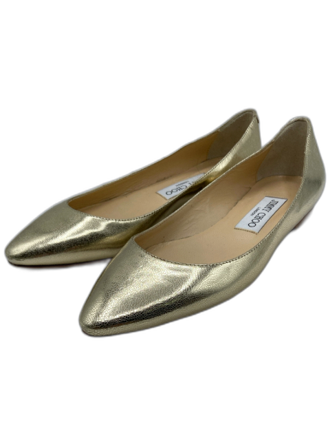 Jimmy Choo Shoe Size 36 Metallic Gold Leather Shiny Pointed Toe Ballet Flats Metallic Gold / 36