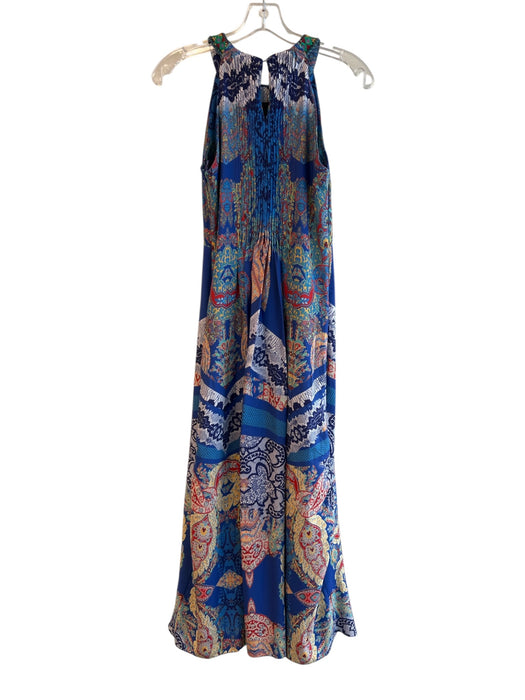 RANNA GILL Size 0 Blue & Multi No Fabric Tag Lined Side Zip Round Neck Dress Blue & Multi / 0