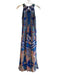 RANNA GILL Size 0 Blue & Multi No Fabric Tag Lined Side Zip Round Neck Dress Blue & Multi / 0