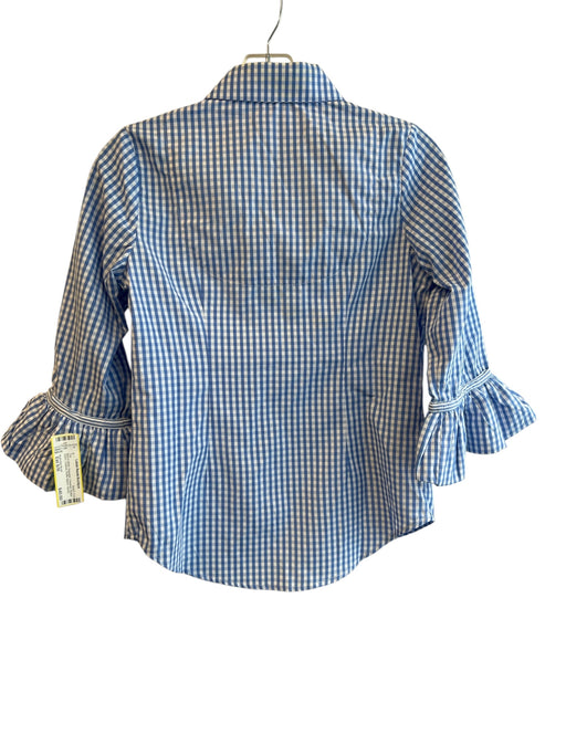 Gretchen Scott Size Est S/M Blue & White Polyester Checked Button Down Top Blue & White / Est S/M