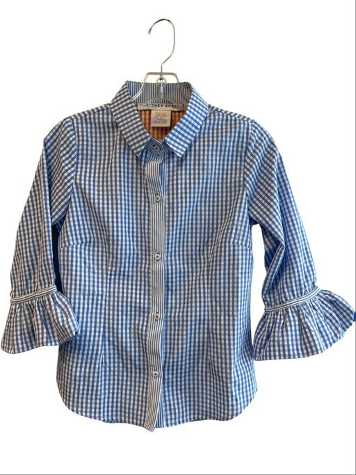 Gretchen Scott Size Est S/M Blue & White Polyester Checked Button Down Top Blue & White / Est S/M