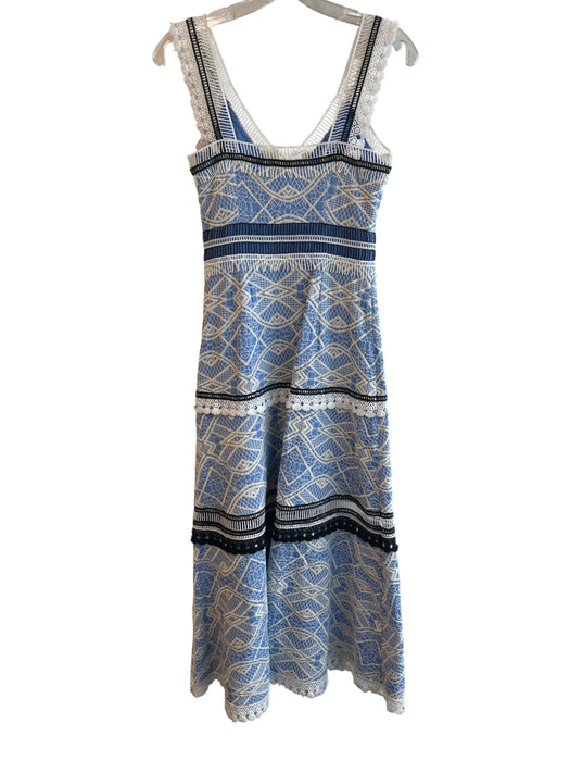 Gianni Bini Size 0 Blue, White & Black No Fabric Tag Side Zip V Neck Dress Set Blue, White & Black / 0