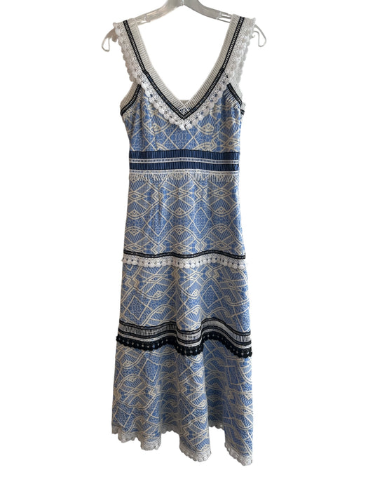 Gianni Bini Size 0 Blue, White & Black No Fabric Tag Side Zip V Neck Dress Set Blue, White & Black / 0