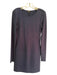 Theory Size S Navy Viscose Quilted Long Sleeve Zip Detail Round Neck Dress Navy / S