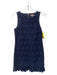 Juicy Couture Size 0 Navy Cotton Sleeveless Back Zip Lace Overlay Floral Dress Navy / 0