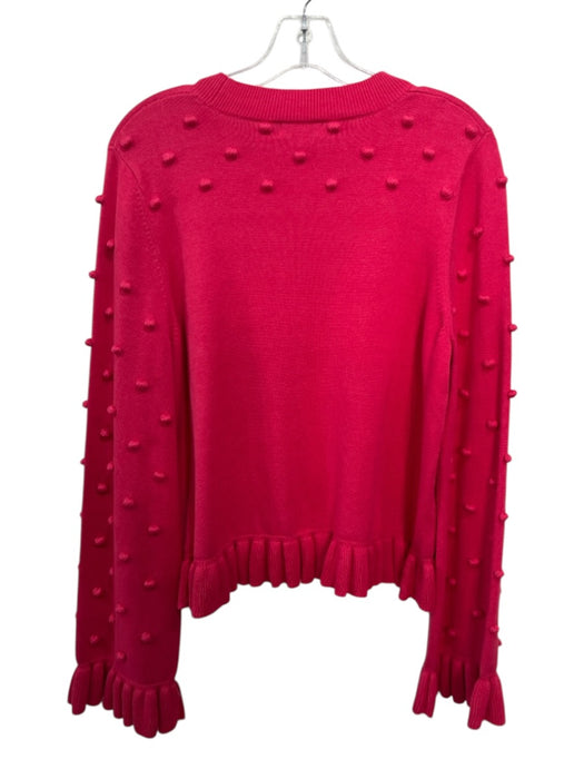 S'edge Size Large Hot pink Cotton Blend Long Sleeve Pom Pom Knit Ribbed Sweater Hot pink / Large