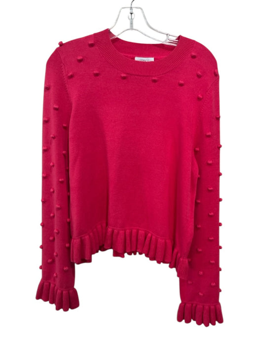 S'edge Size Large Hot pink Cotton Blend Long Sleeve Pom Pom Knit Ribbed Sweater Hot pink / Large