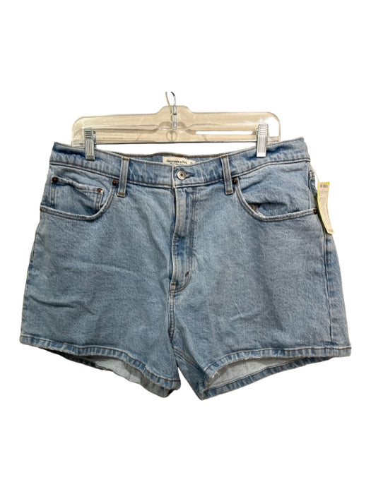 Abercrombie & Fitch Size 33 Light Wash Cotton Blend High Rise Distressed Shorts Light Wash / 33