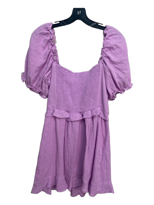 Show Me Your Mumu Size XL Lilac Purple Cotton Short Puff Sleeve Textured Dress Lilac Purple / XL